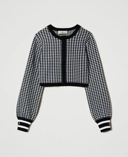 Giacca In Maglia Jacquard Pied De Poule