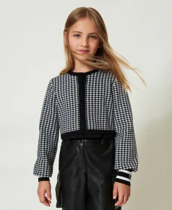 Giacca In Maglia Jacquard Pied De Poule