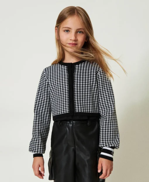 Giacca In Maglia Jacquard Pied De Poule