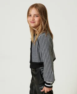 Giacca In Maglia Jacquard Pied De Poule
