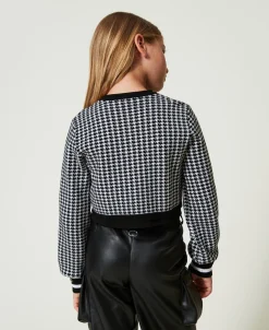 Giacca In Maglia Jacquard Pied De Poule