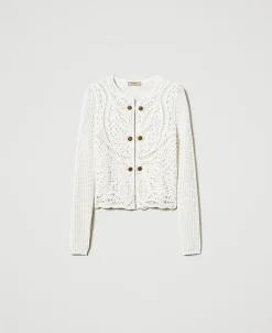 Giacca In Maglia Misto Lana Crochet