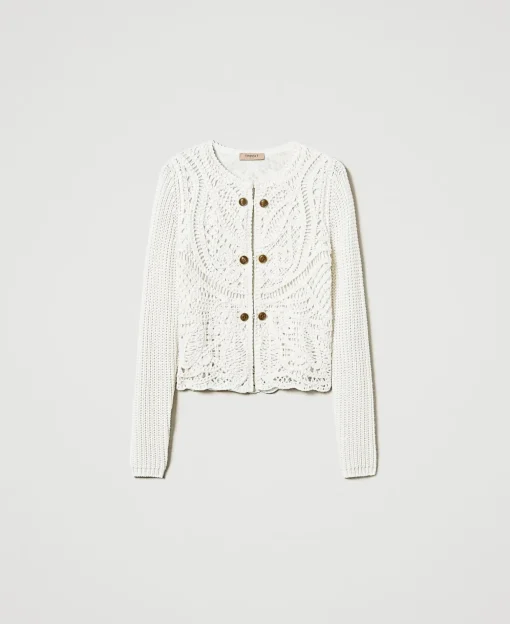 Giacca In Maglia Misto Lana Crochet