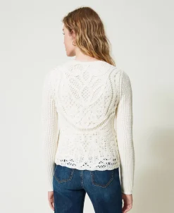 Giacca In Maglia Misto Lana Crochet