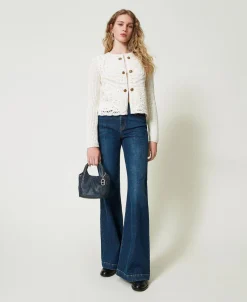 Giacca In Maglia Misto Lana Crochet