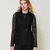 Gilet Doppiopetto In Pizzo Macramè