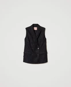 Gilet Doppiopetto In Pizzo Macramè
