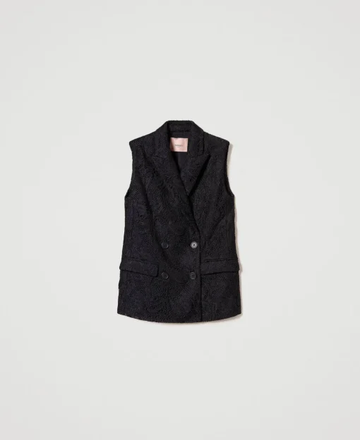 Gilet Doppiopetto In Pizzo Macramè