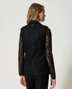 Gilet Doppiopetto In Pizzo Macramè