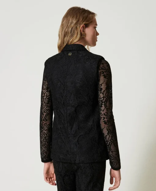 Gilet Doppiopetto In Pizzo Macramè