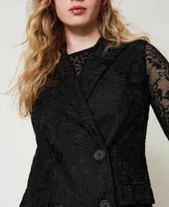 Gilet Doppiopetto In Pizzo Macramè