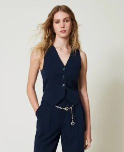 Gilet Fitted Gessato Lurex