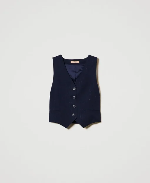 Gilet Fitted Gessato Lurex