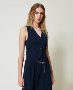 Gilet Fitted Gessato Lurex