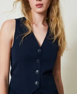 Gilet Fitted Gessato Lurex