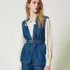 Gilet In Jeans Con Cintura