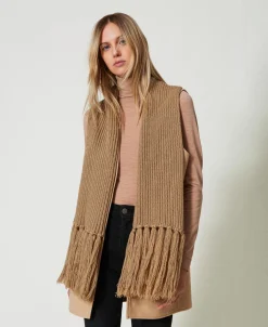 Gilet In Panno Con Frange