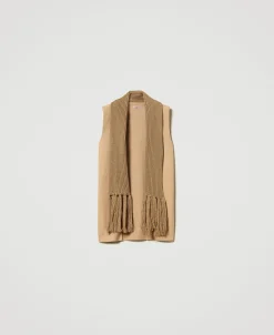Gilet In Panno Con Frange