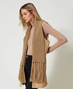 Gilet In Panno Con Frange