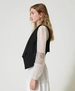 Gilet In Serge Misto Lana