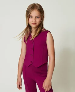 Gilet Monopetto Con Bottoni In Tono
