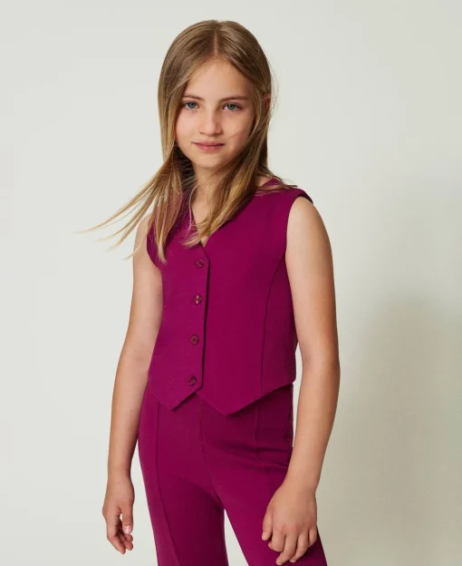 Gilet Monopetto Con Bottoni In Tono