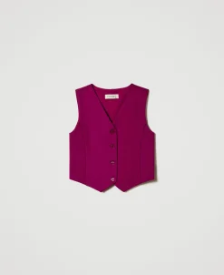 Gilet Monopetto Con Bottoni In Tono