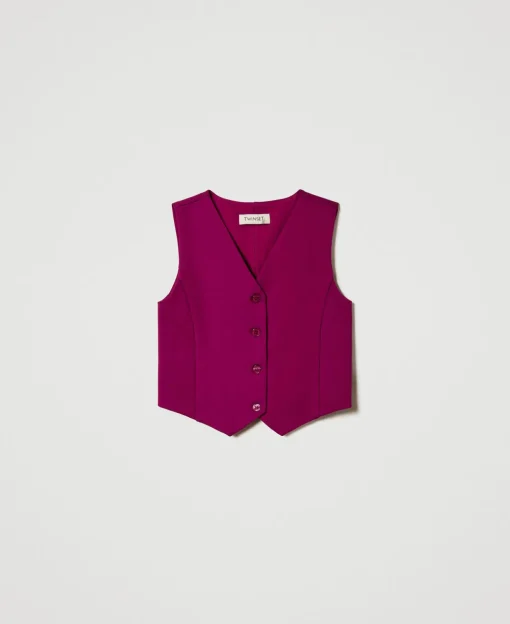 Gilet Monopetto Con Bottoni In Tono
