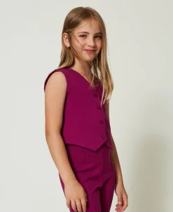 Gilet Monopetto Con Bottoni In Tono