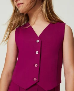 Gilet Monopetto Con Bottoni In Tono