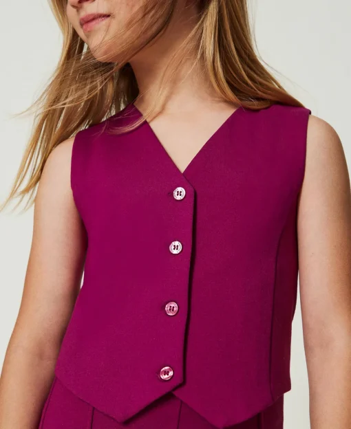 Gilet Monopetto Con Bottoni In Tono