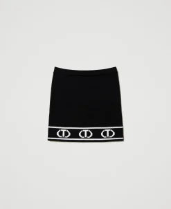 Gonna Corta In Maglia Con Oval T Jacquard