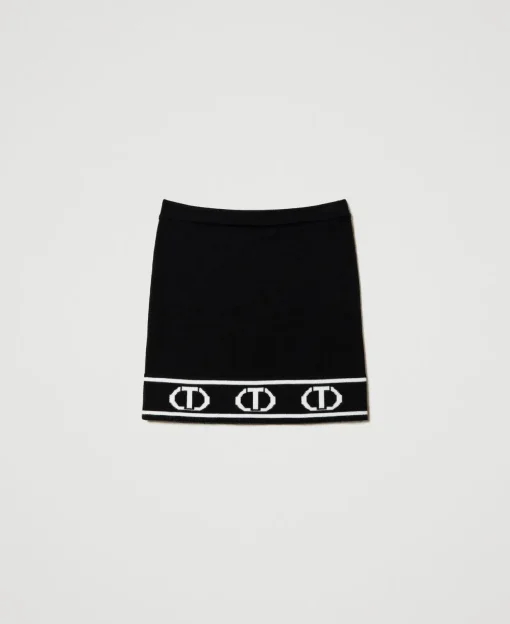 Gonna Corta In Maglia Con Oval T Jacquard