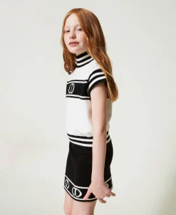 Gonna Corta In Maglia Con Oval T Jacquard