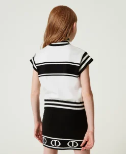 Gonna Corta In Maglia Con Oval T Jacquard
