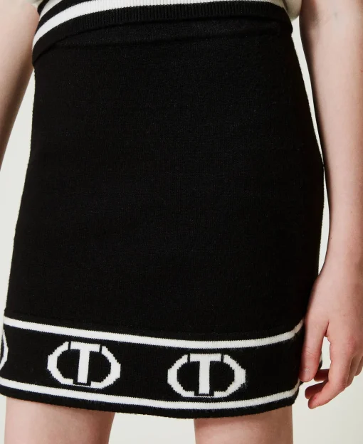Gonna Corta In Maglia Con Oval T Jacquard