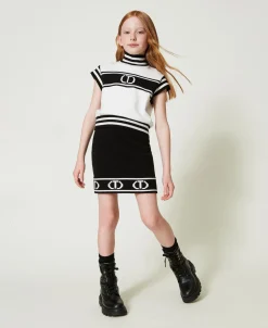 Gonna Corta In Maglia Con Oval T Jacquard