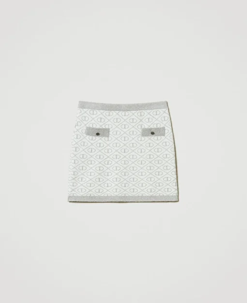 Gonna Corta In Maglia Jacquard Con Oval T