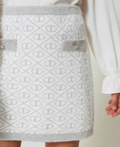 Gonna Corta In Maglia Jacquard Con Oval T