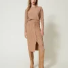 Gonna Longuette Fitted In Maglia Con Bottoni