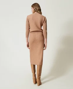 Gonna Longuette Fitted In Maglia Con Bottoni