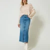 Gonna Longuette In Jeans Con Spacco