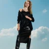 Gonna Longuette In Maglia Full Paillettes