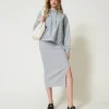 Gonna Longuette In Maglia Misto Lana E Lurex