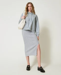 Gonna Longuette In Maglia Misto Lana E Lurex