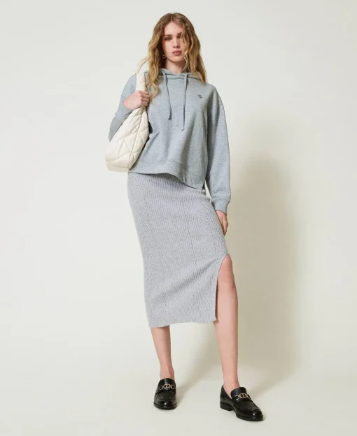 Gonna Longuette In Maglia Misto Lana E Lurex