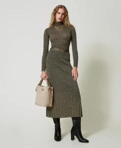 Gonna Longuette In Maglia Con Lurex