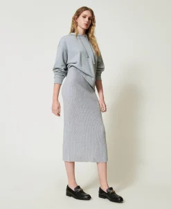 Gonna Longuette In Maglia Misto Lana E Lurex