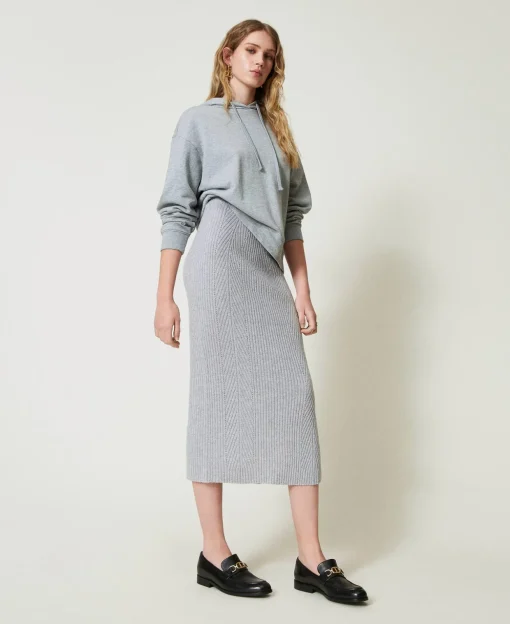 Gonna Longuette In Maglia Misto Lana E Lurex