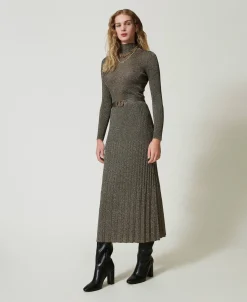 Gonna Longuette In Maglia Con Lurex
